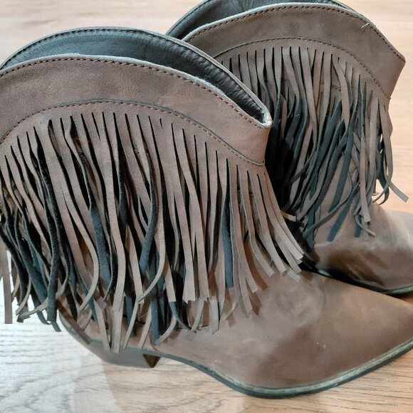 Ropers Shoes - Ropers Womens Fringe Booties Western Cowboy Size 7 Brown